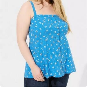 Torrid Blue Smocked Tank Top